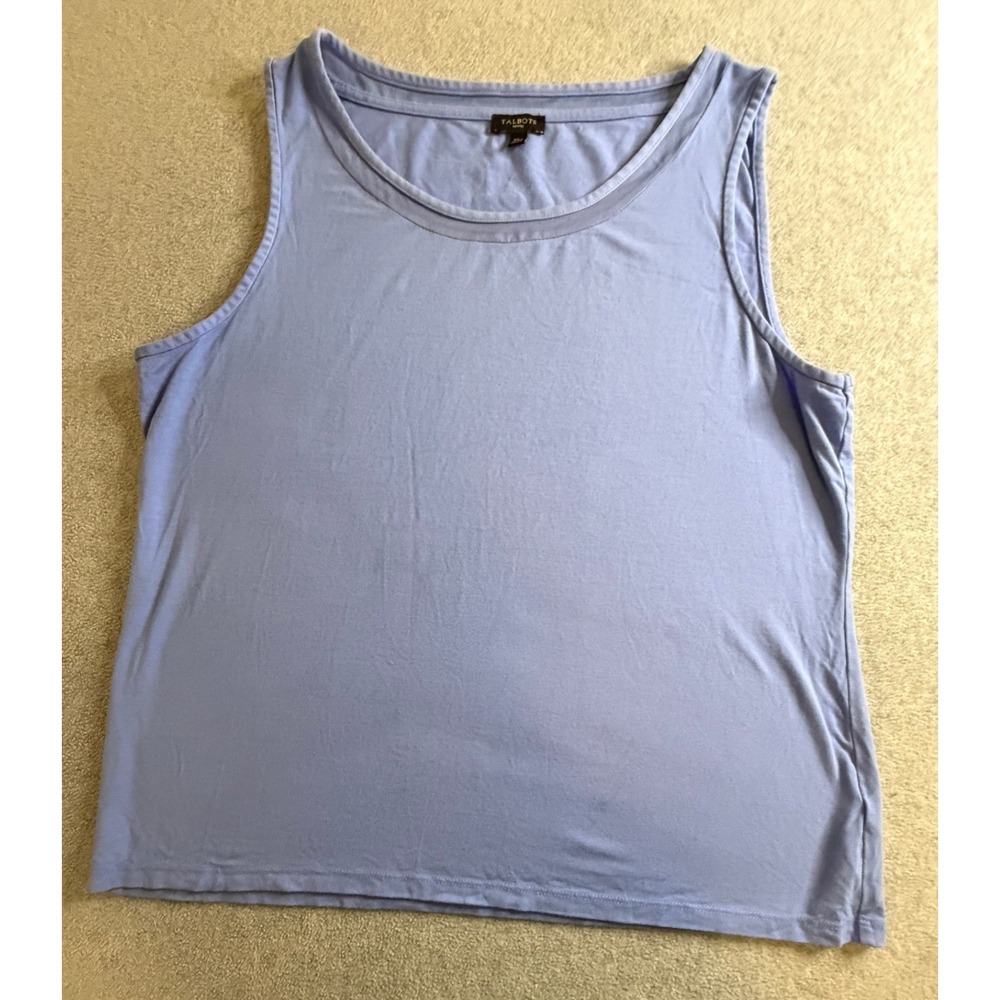 Talbots Womens Periwinkle Blue Sleeveless Scoop Neck Tank Top Size XL Cotton